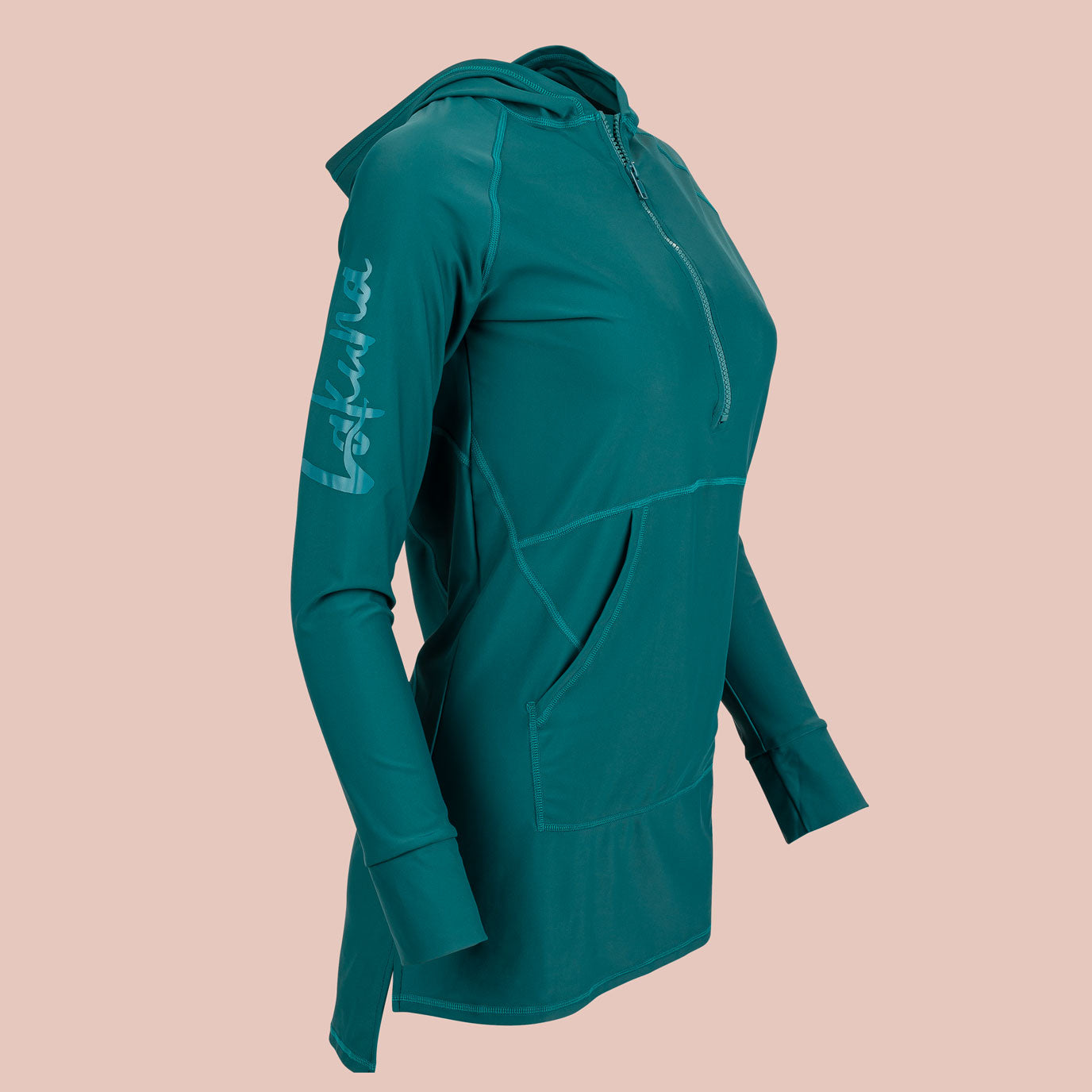 TROPICAL TEAL Hooded Swim Tunic with pocket